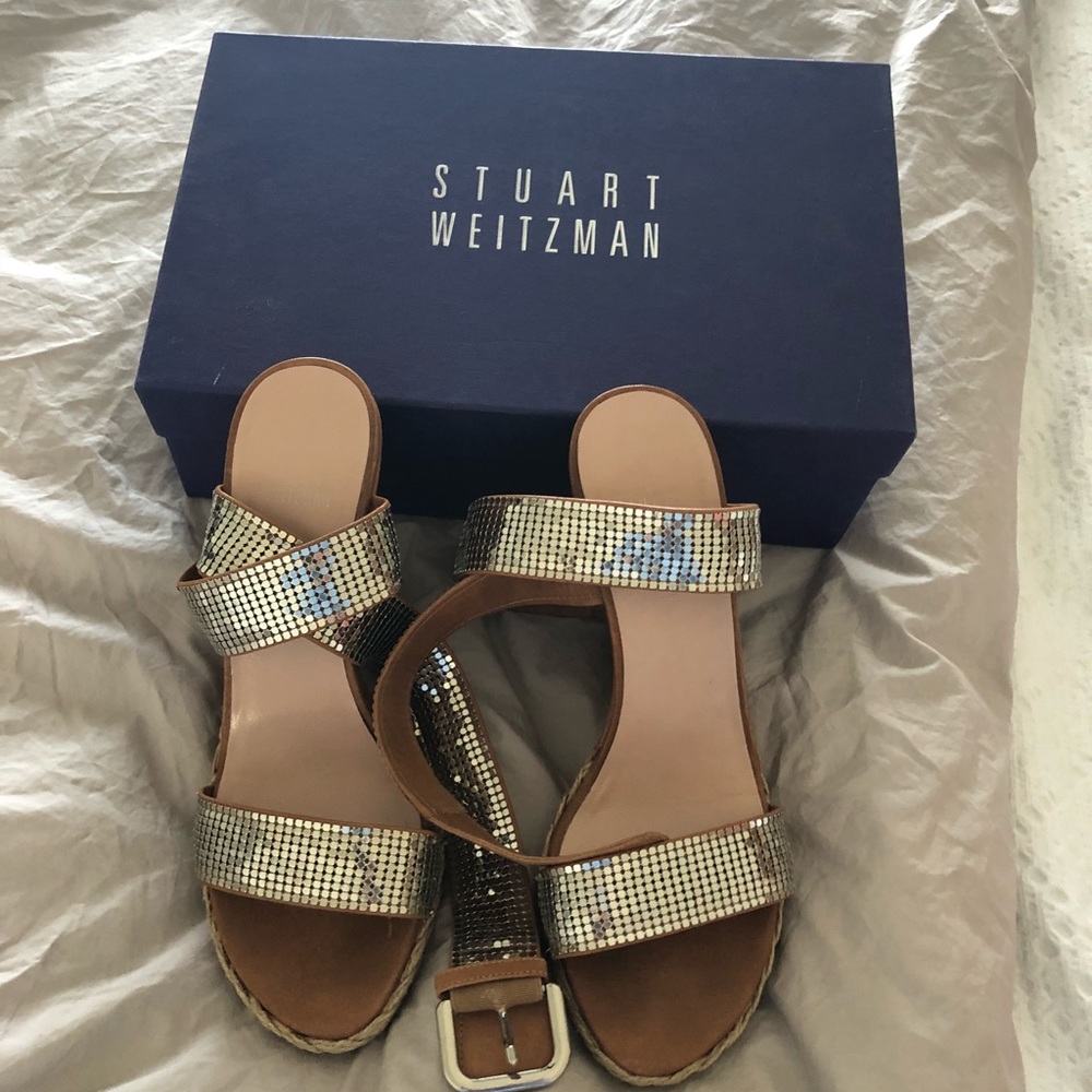 Gorgeous RARE Sequin Stuart Weizmann wedges EUC